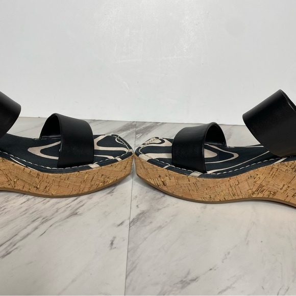Sam Edelman Alissa Black Leather Wedge Sandal 7 1/2 M - Picture 6 of 14